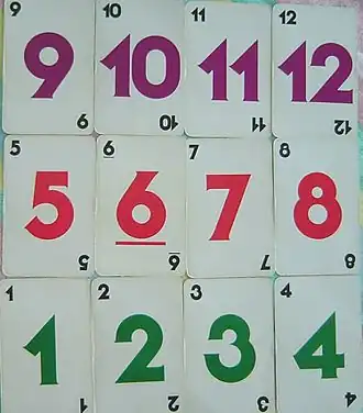 Cartes de Skip-Bo, modèle antérieur à 2000.