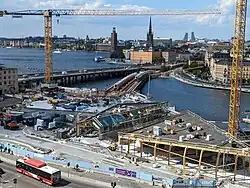 Une journée à Slussen le 6 juin 2024. Vue depuis l'ascenseur Katarina.