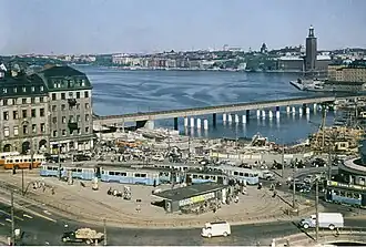 La partie sud du pont en construction en 1956