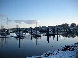 Le port de Bandon en hiver.