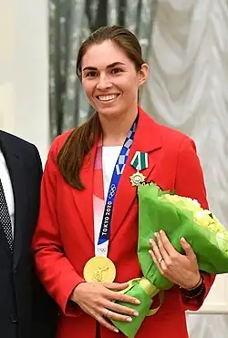 Sofia Pozdniakova à la cérémonie de remise des Ordres de la fédération de Russie en 2021