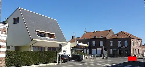 Localisation de l'emplacement (en rouge) de la chapelle sur une photographie datée de fin mars 2020.