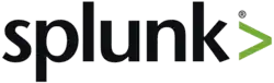 Le logo de Splunk est composé du nom de l'entreprise en police de caractère sans serif, suivi du symbole mathématique “plus grand que” en vert clair.