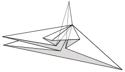 En 3D : Pli aplati sur un côté de la base de la bombe à eau