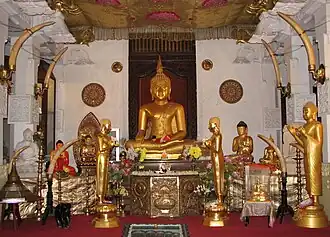 Statue de Bouddha dans le Temple de la Dent à Kandy.