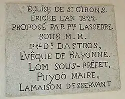 Plaque historique église