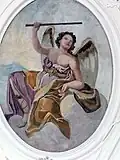 Archange Uriel par Johann Georg Unruhe, fresque au plafond de l'église Saint-Michel d'Untergriesbach, (1780).