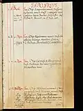 St. Gallen, Stiftsbibliothek, Cod. Sang. 1442, p. 1, Nécrologe de l'Abbaye de Saint-Gall