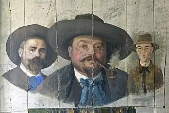 les peintures murales au premier étage de l'auberge de Moisy.