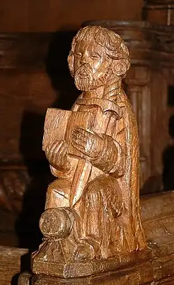 Bois sculpté d'une des stalles (XVe&nbsp;siècle) de l'église des Augustins.