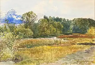 Paysage d'automne à Rybiniszki, Lettonie, aquarelle (1902) de Stanisław Masłowski (Musée national de Varsovie, Pologne).