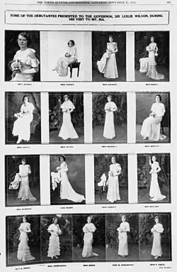 Certaines des débutantes présentées au gouverneur, Sir Leslie Wilson, lors de sa visite à Mount Isa en 1934.