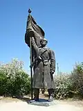 Statue d'un soldat de l'armée rouge qui était disposée en dessous de la statue de la Liberté (Szabadság szobor) au sommet du mont Gellert (Gellért-hegy).