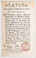 Confirmation par le Roi Louis&nbsp;XIV des statuts des plombiers en 1648.