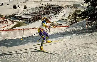 Stefania Belmondo lors du 30&nbsp;km dames des J.O. d'Albertville, le 21 février 1992.