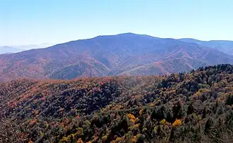 Vue du mont Sterling depuis le mont Cammerer en direction du sud.