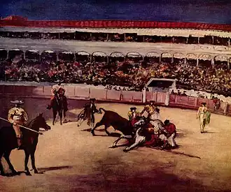 Combat de taureau, 1865-1865 (90&nbsp;×&nbsp;110&nbsp;cm), Paris, musée d'Orsay.
