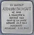 Stolpersteine en hommage à Abraham Baumgart (1898-1942), située 4 place Saint-Pierre à Bordeaux.
