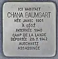 Stolpersteine en hommage à Chana Baumgart (1901-1942), située 4 place Saint-Pierre à Bordeaux.