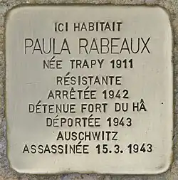 Plaque commémorative pour Paual Rabeaux (no&nbsp;31725)