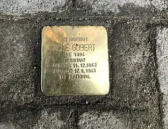 Stolperstein de René Gobert (1894-1943), au no&nbsp;856 de la chaussée de Waterloo à Uccle.