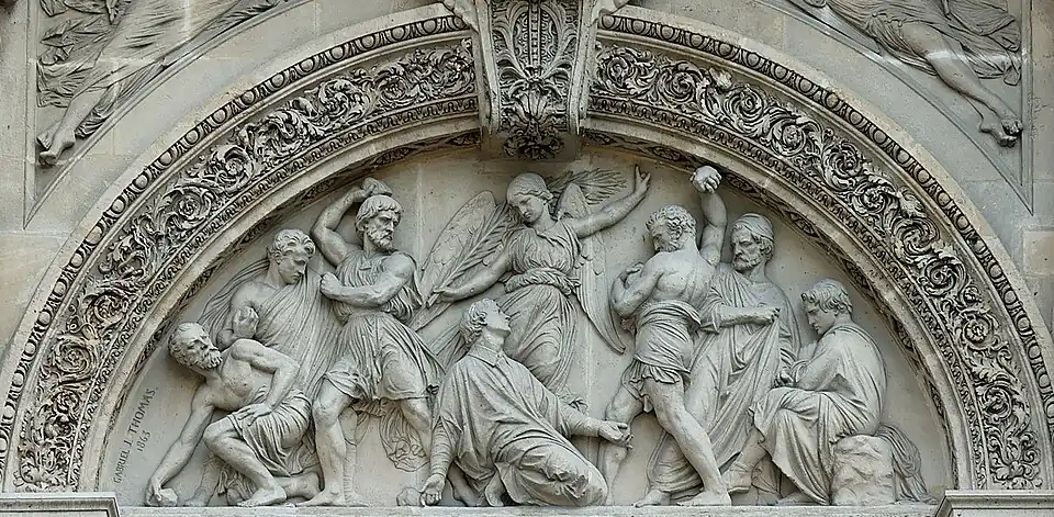 La Lapidation de saint Étienne (1863), Paris, église Saint-Étienne-du-Mont, lunette du portail.
