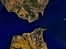 Image satellite du détroit de Gibraltar.
