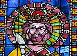 Vitrail en la cathédrale Notre-Dame de Strasbourg de l'empereur Frédéric Barberousse de Hohenstaufen