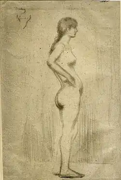 Roussel, étude, nu féminin, 1890