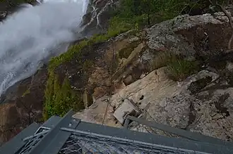Parcours de la via ferrata sous la première plateforme.