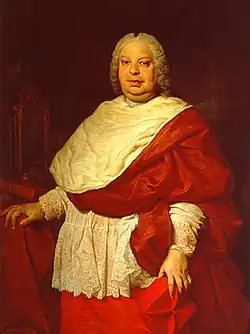 Portrait du cardinal Silvio Valenti-Gonzaga, vers 1740, huile sur toile, 128&nbsp;×&nbsp;98&nbsp;cm, Rome, pinacothèque du Capitole.