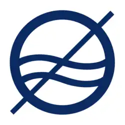 Cercle barré au milieu duquel coule une rivière stylisée