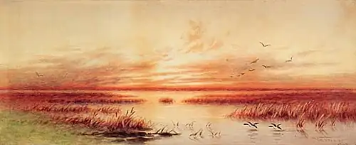 Coucher du soleil sur un lac