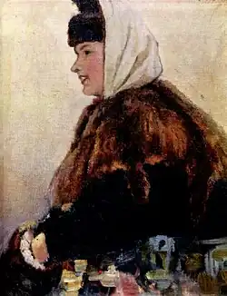 Portrait d'une jeune femme en chouba avec manchon (1890, galerie Tretiakov)