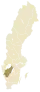 Carte représentant la province de Västergötland au sein de la Suède, au sud-ouest du pays.