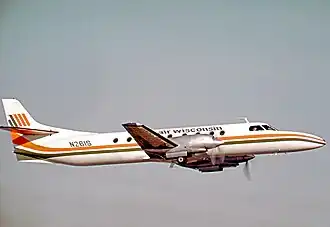 Un Fairchild Swearingen Metroliner SA226 d'Air Wisconsin, similaire à celui impliqué dans l'accident.