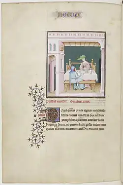 Première miniature de L'Hécyre, f.209v