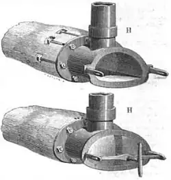 Têtes de cornues avec tampons et étriers de fermeture.