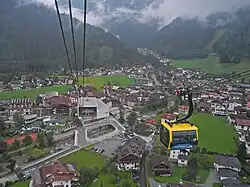 Cabine du Penkenbahn avec vue sur la station inférieure à Mayrhofen