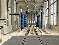 La zone de lavage des rames.