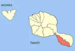 Localisation de la commune de Taiarapu-Ouest (en rouge).