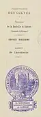 Tampon de l'architecte Ernest Massiou.