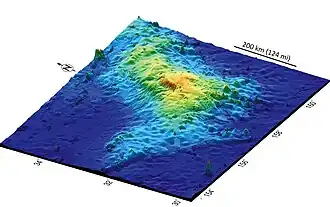 Massif Tamu. Carte 3D générée par l'IODP en septembre 2013.