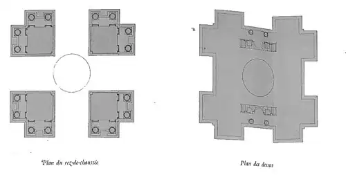 En coupe, rdc et le dessus.