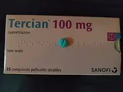 Boite de Tercian 100&nbsp;mg (France).