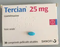 Boite de Tercian 25&nbsp;mg (France).