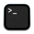Icône du terminal de macOS représentant un carré noir avec un chevron droit et un tiret du bas juste à droite.