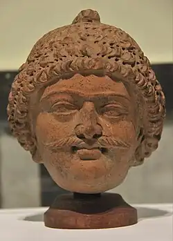 Terracotta head from Akhnoor (Jammu). Head presented to the museum from the collection of Alma Latifi (6th century CE)