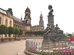 La terrasse Brühl et le Monument à Ernst Rietschel (1876) de Johannes Schilling.