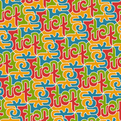 Pavage Fuck, ambigramme à 4 directions, symétrique par rotation de 90 degrés, créé à partir d'un triangle rectangle isocèle.